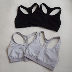 2 Black Sports Bras & 2 White Sports Bras | Size XSmall | Light-support
